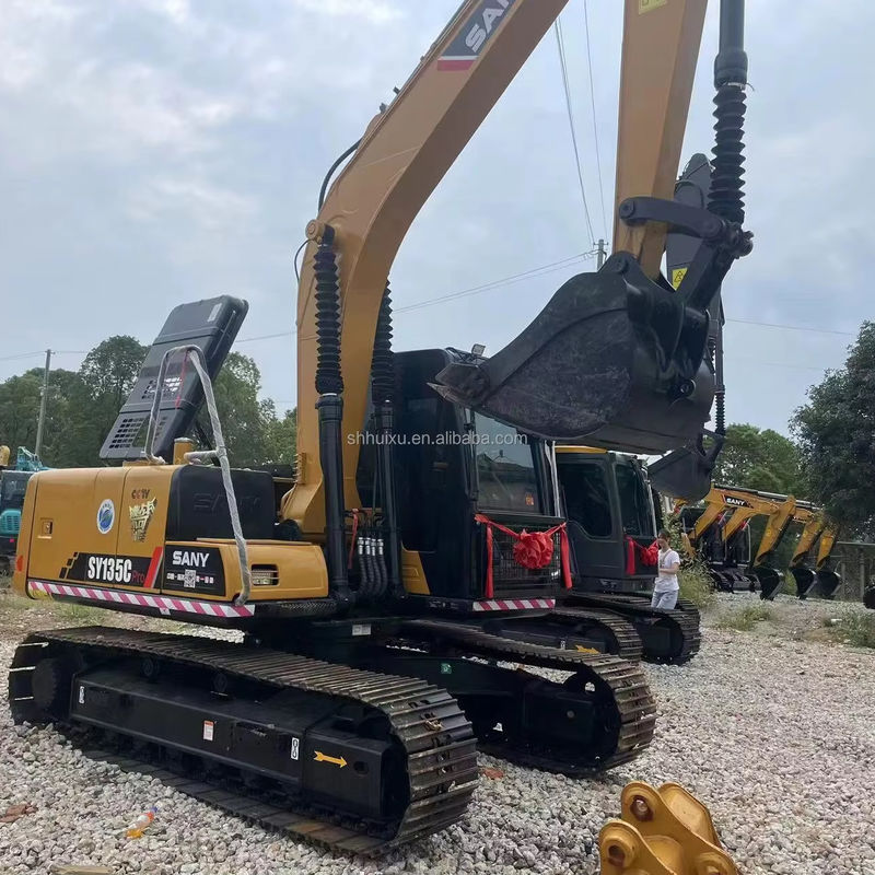 Chińska koparka Sany 135 używana koparka Sany 13 ton silnik Cummins żółty